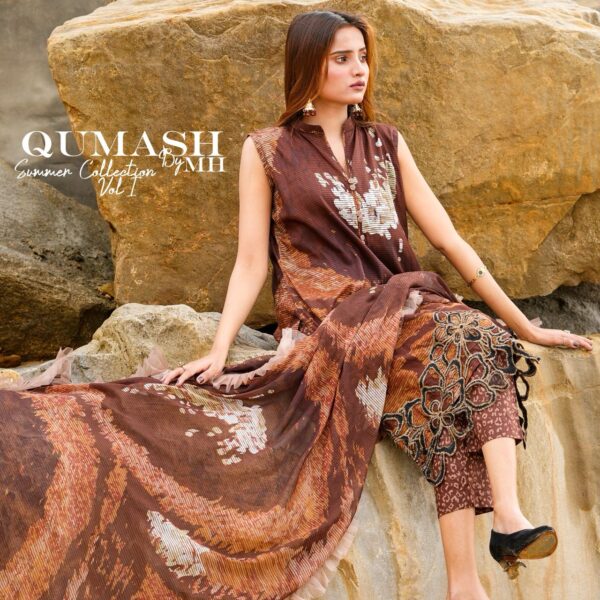 Earthy Brown Embroidered Lawn Suit