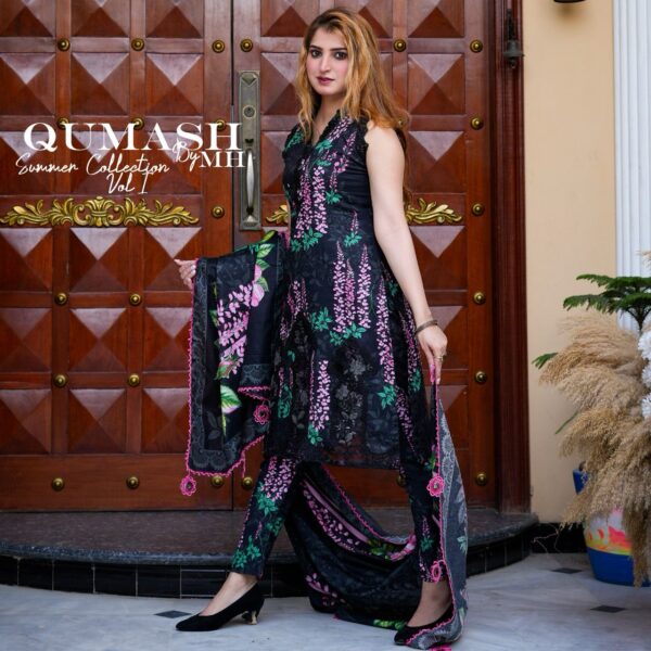 Midnight Blossom - 3 Piece Lawn Suit