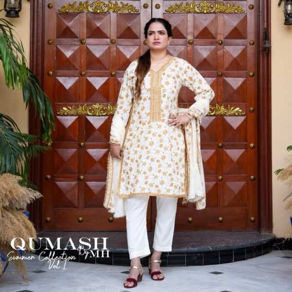 Ivory Blossom 3-Piece Lawn Suit