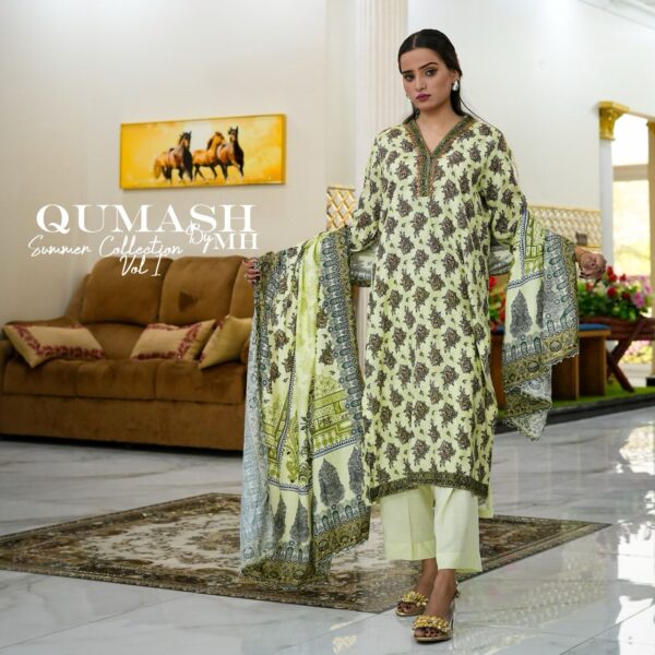 Olive Bloom 3-Piece Lawn Suit